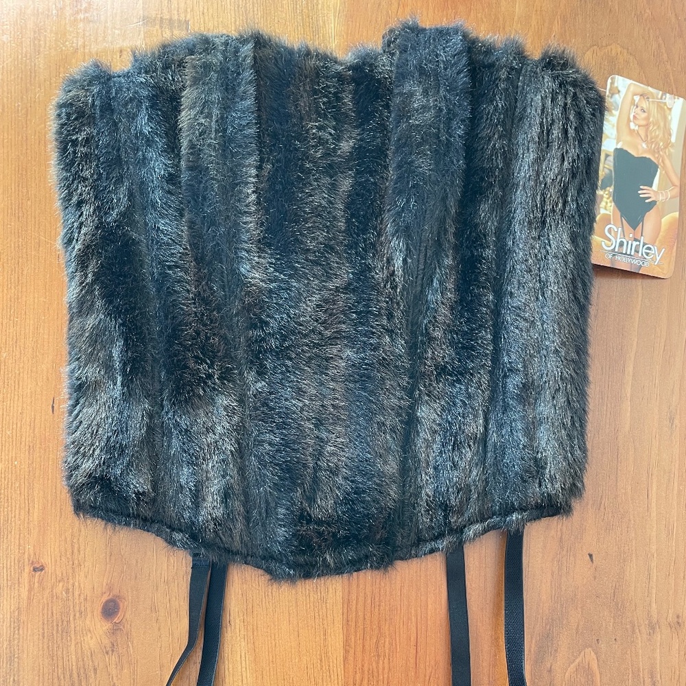 NWT: Faux Fur Shirley of Hollywood Corset w/ Garter Belts